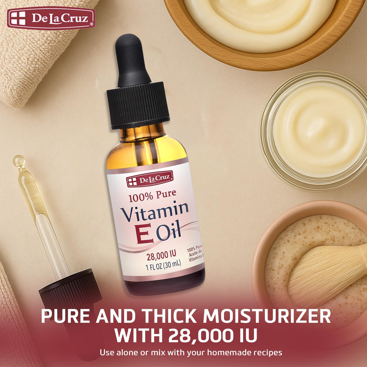 De La Cruz oil texture close-up showing rich, honey-like consistency for hydration