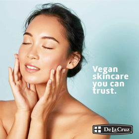 De La Cruz tube on bathroom counter in daily skincare routine setting