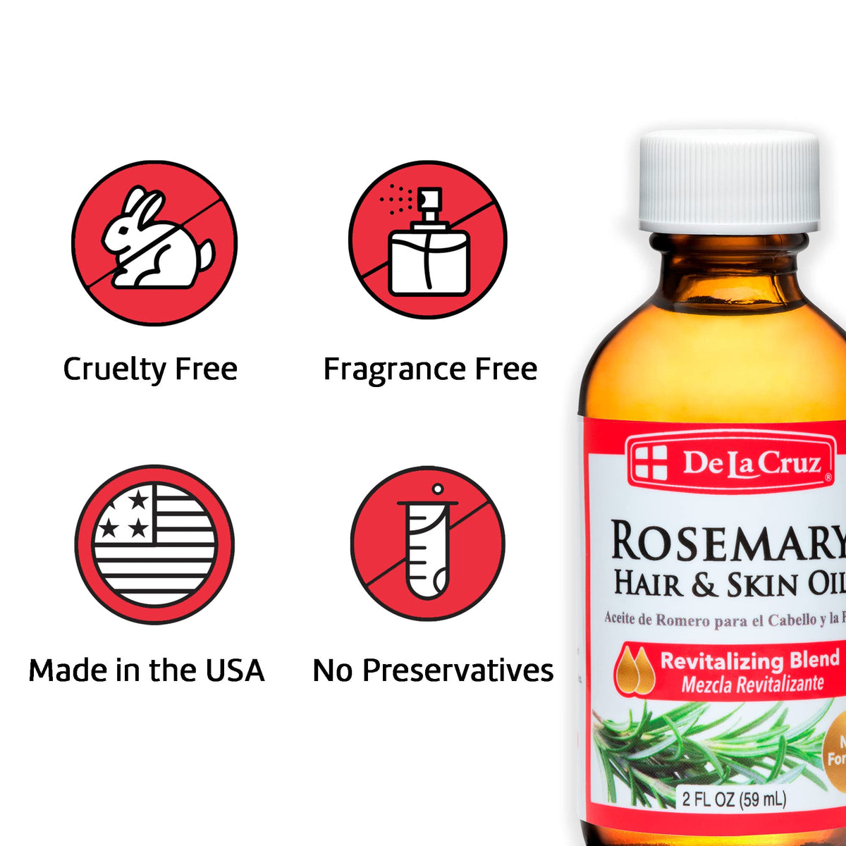 De La Cruz oil on bathroom shelf showing daily routine convenience benefit