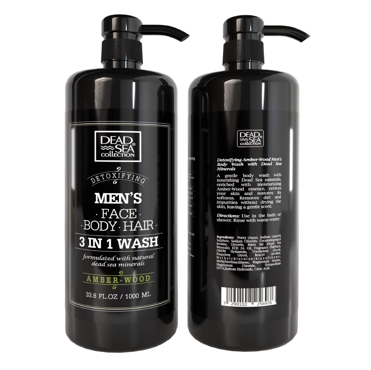 Dead Sea Collection bottle in modern bathroom evoking refined woody scent