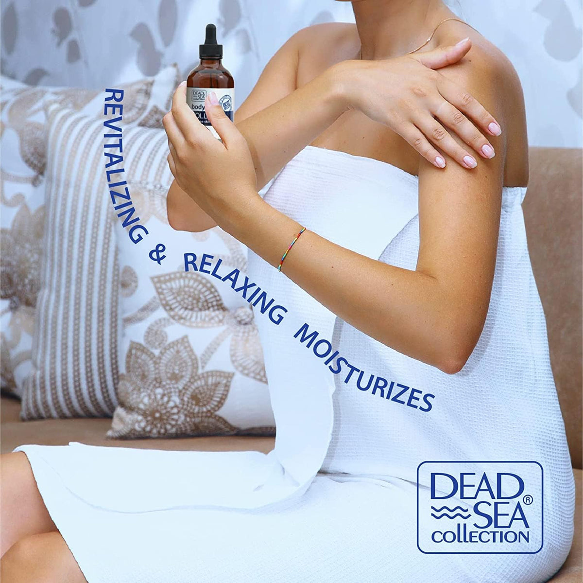 Dead Sea Collection applied to face to nourish dry skin and improve softness