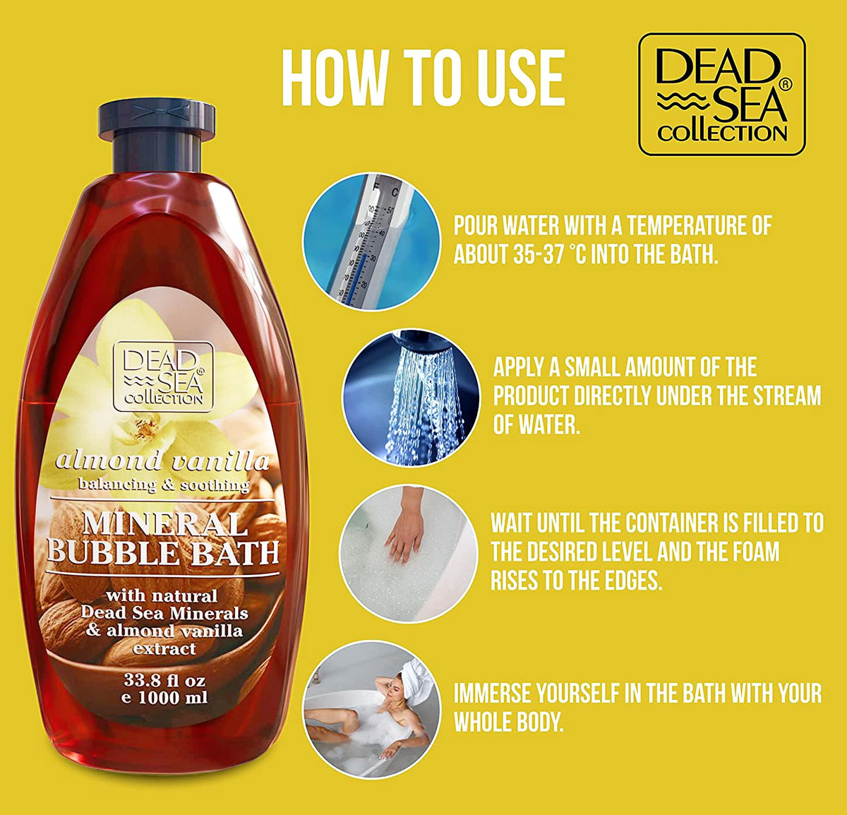 Dead Sea Collection close-up of almond oil texture for skin-softening effect