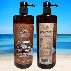Dead Sea Collection coconut and mineral salts flatlay showing scent and natural ingredients