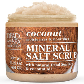 Dead Sea Collection front jar showing product and coconut scent benefits