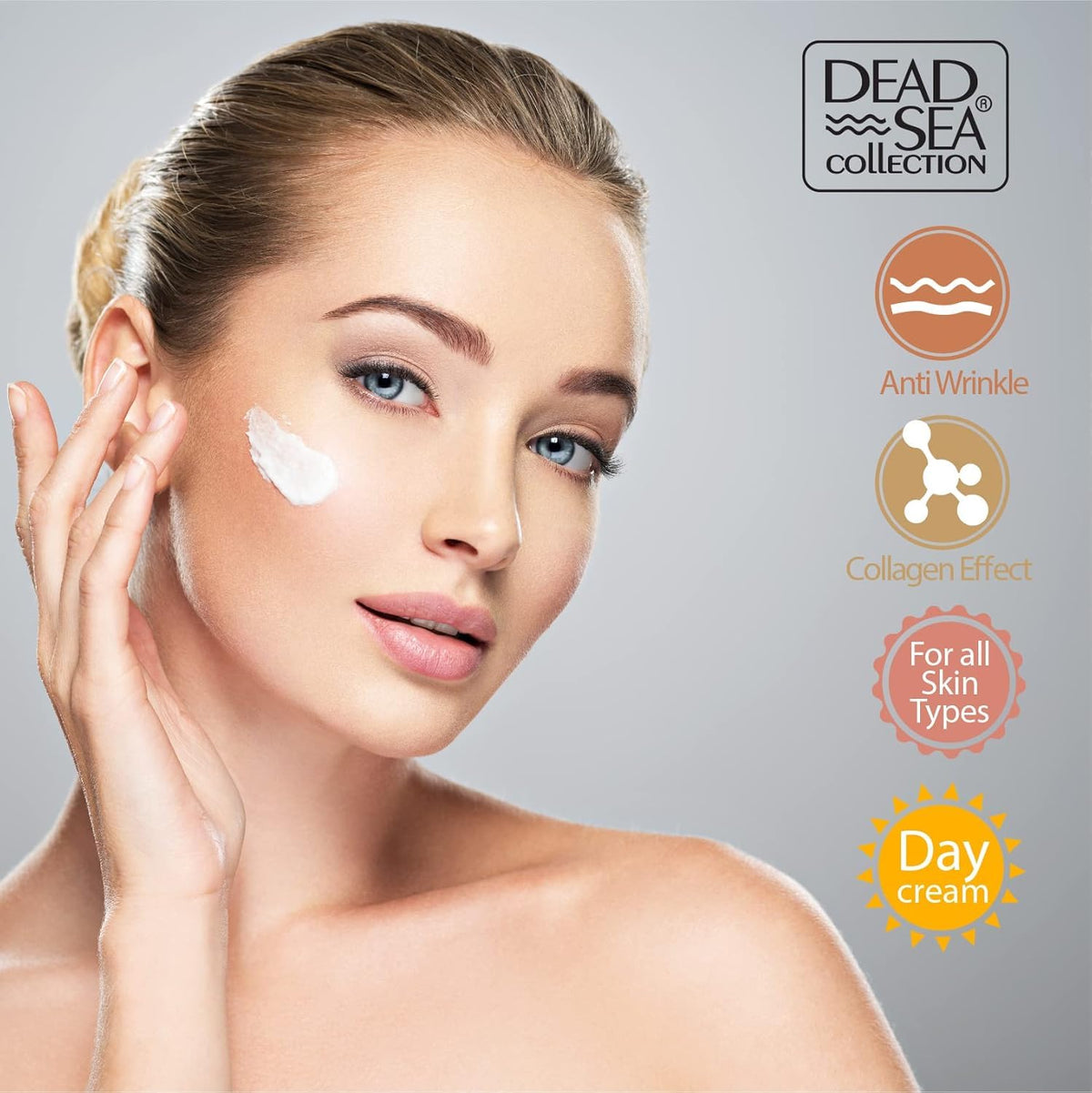 Dead Sea Collection ingredient label highlighting Dead Sea minerals and vitamin E benefit