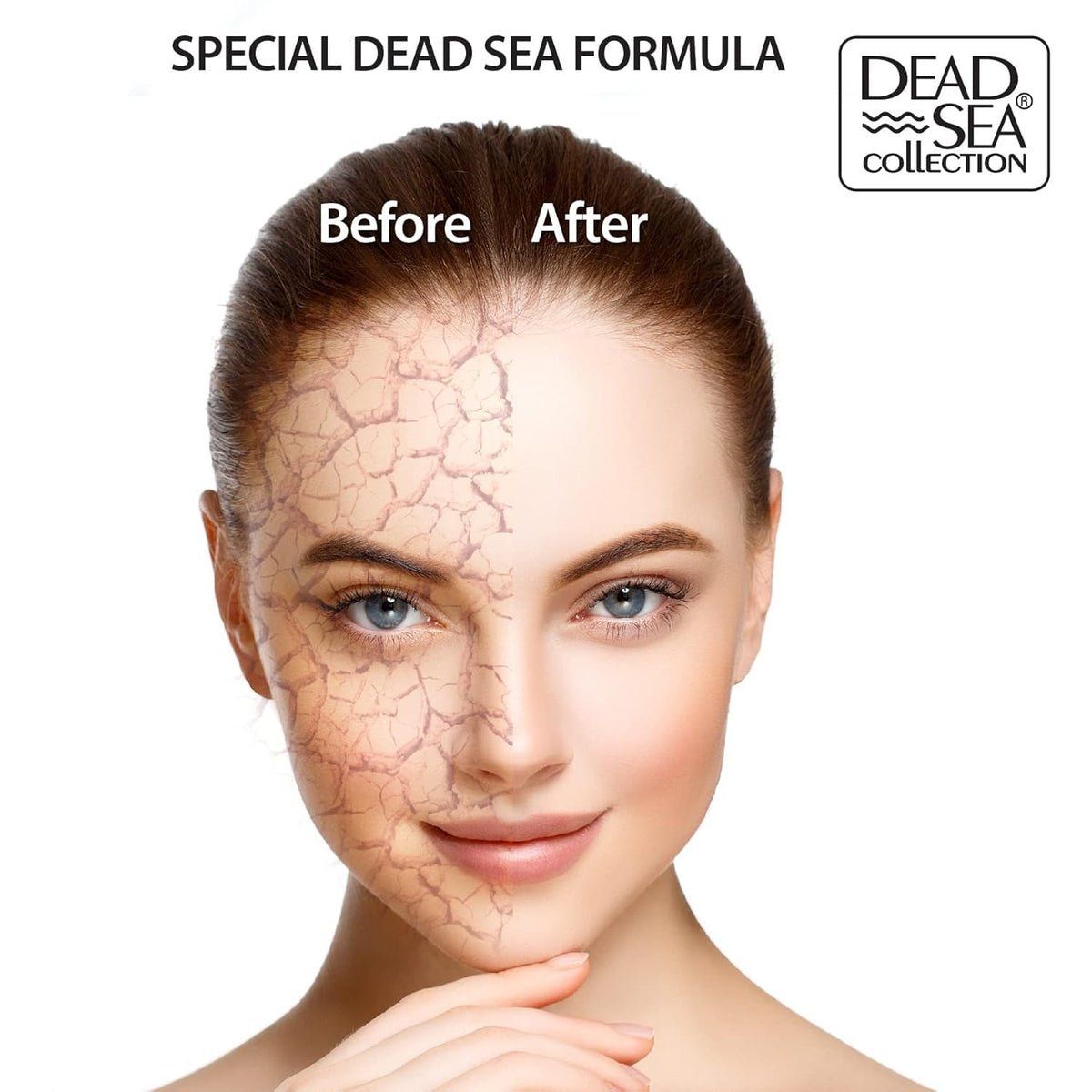 Dead Sea Collection applying cream to fingertip demonstrating easy application benefit