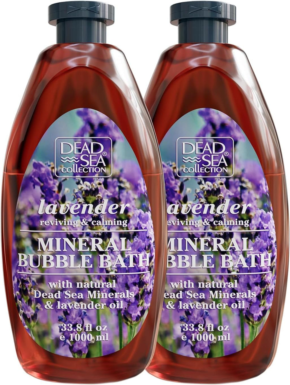 Dead Sea Collection front packaging showing lavender bubble bath benefits