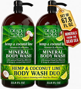 Dead Sea Collection front packaging showing dual bottles and branding benefits