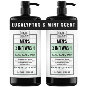 Dead Sea Collection front packaging showing two pump bottles and benefits