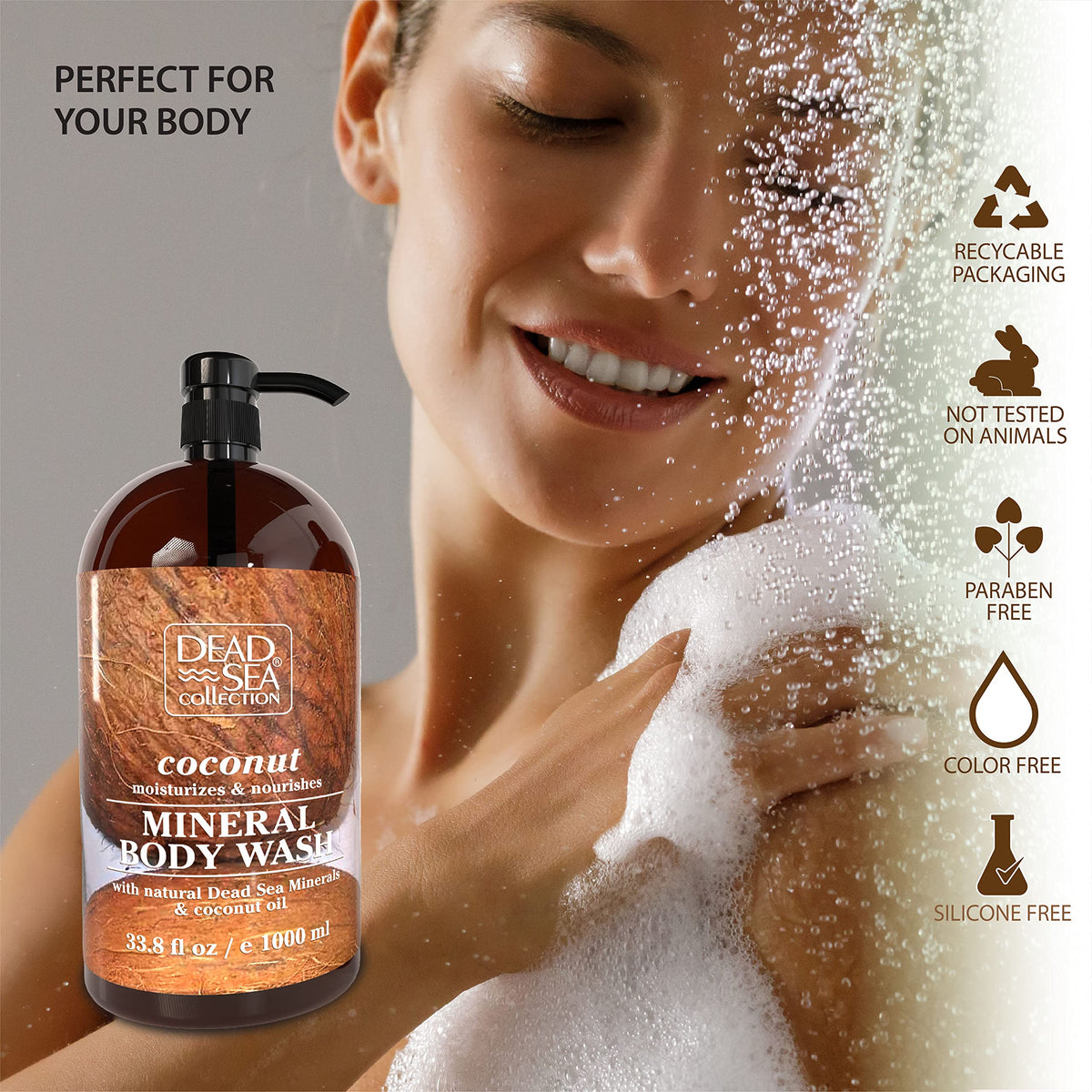 Dead Sea Collection ingredients label highlights Dead Sea minerals and coconut oil
