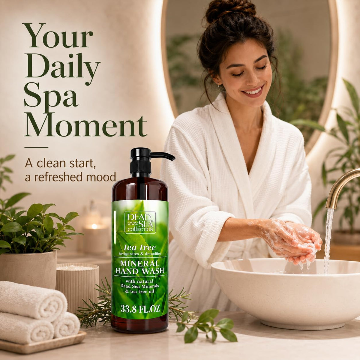 Dead Sea Collection lather texture on hand illustrating gentle moisturizing cleanse
