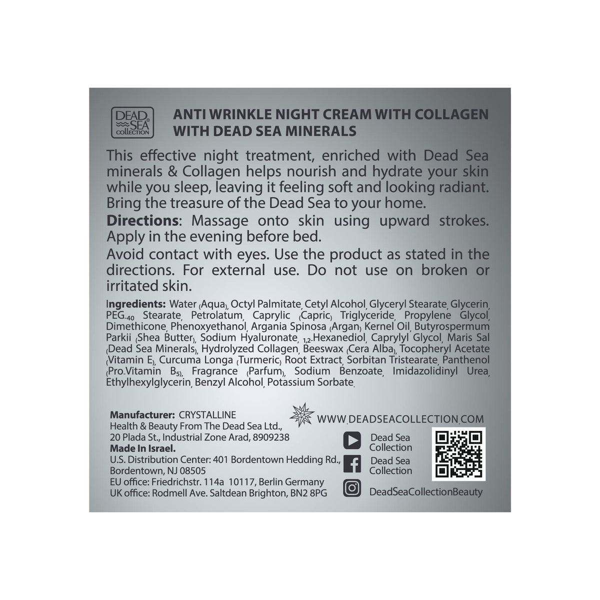 Dead Sea Collection night cream on bedside table illustrating evening routine benefit