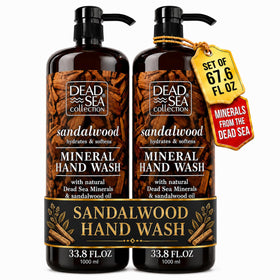 Dead Sea Collection front packaging showing dual 33.8 fl oz bottles and benefits