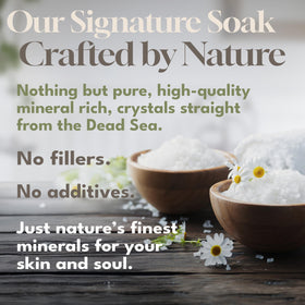 Dead Sea Warehouse close-up of mineral crystals texture, highlights purity and mineral content