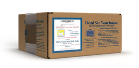 Dead Sea Warehouse front packaging showing unscented 18.5 lb box and clear label, convenient storage