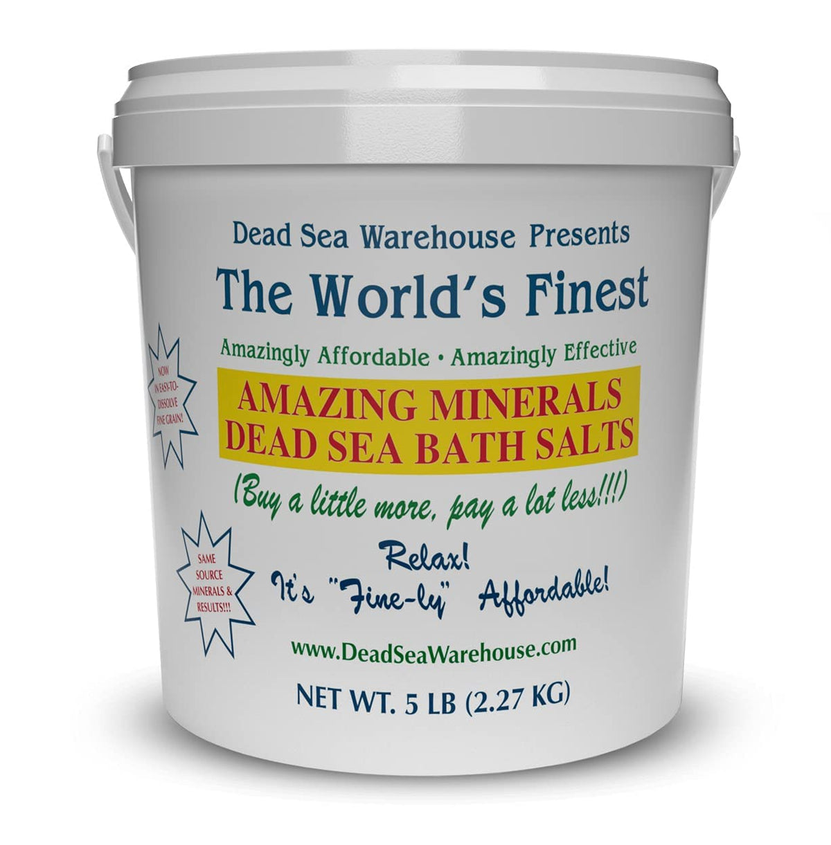 Dead Sea Warehouse front packaging showing 5 lb bag and product benefits