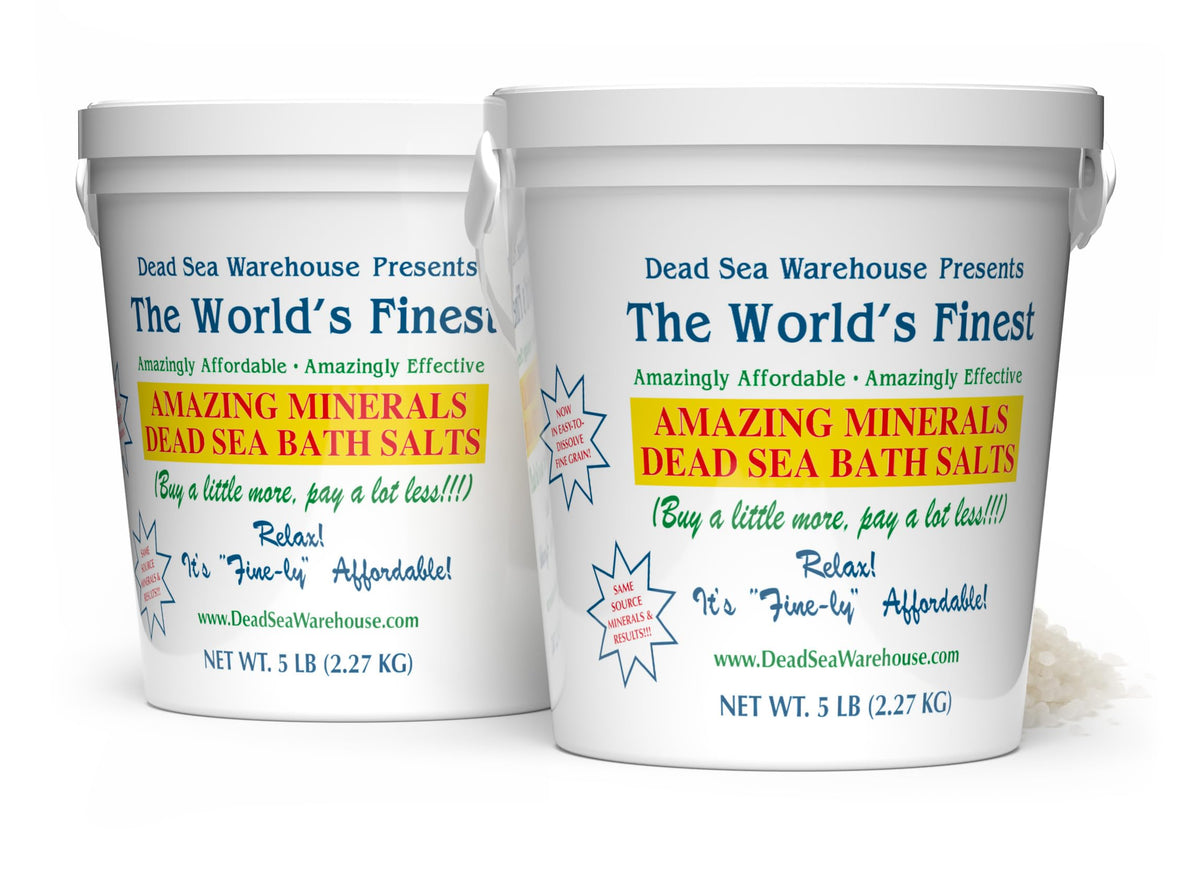 Dead Sea Warehouse front packaging showing unscented two 5 lb bags for convenience