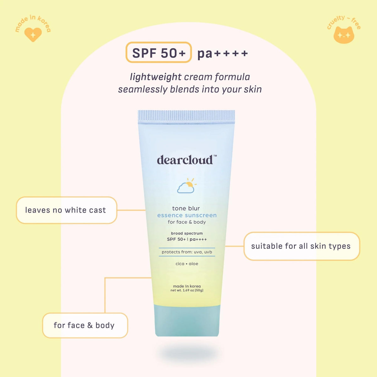 dearcloud application on hand demonstrating blurring primer effect