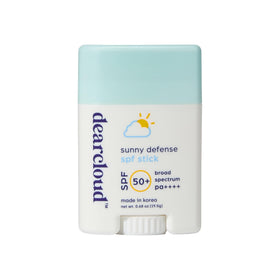 dearcloud stick front packaging showing SPF 50+ benefit