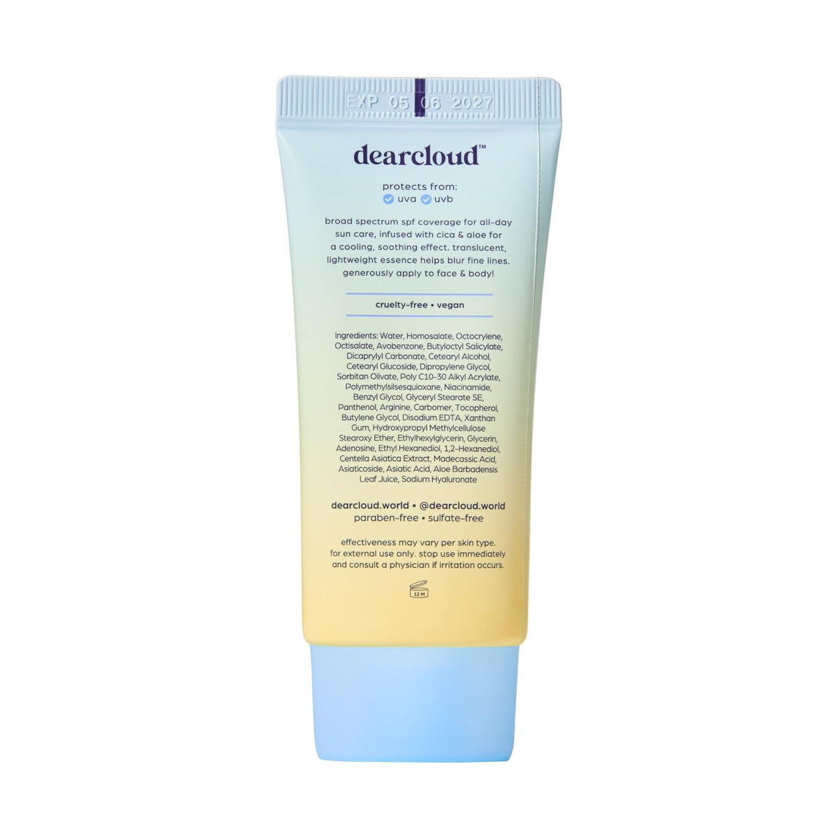 dearcloud texture closeup highlighting lightweight hydrating finish