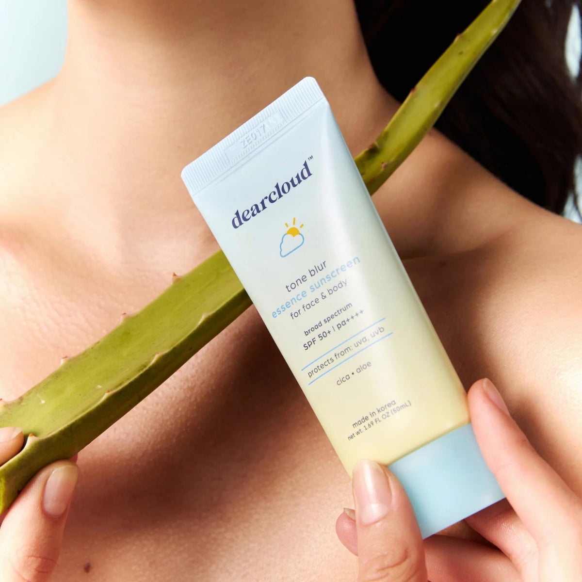 dearcloud in travel pouch for easy on-the-go sun protection