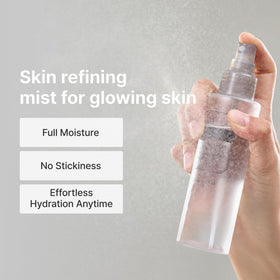 DearKlairs fine-mist spray in action delivering even hydrating coverage