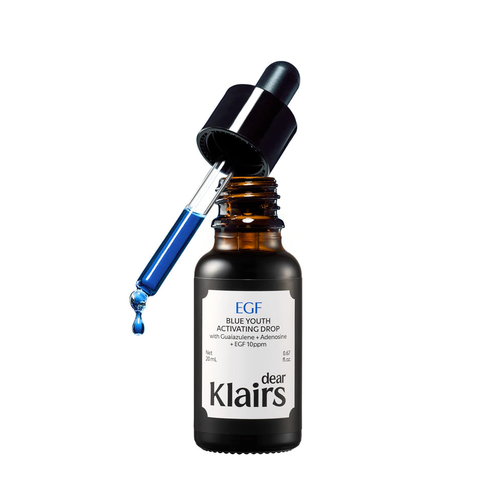 DearKlairs front packaging showing bottle and branding, conveys clinical calm