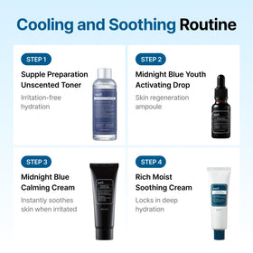 DearKlairs lifestyle on vanity illustrating nightly skincare routine and post-active calming benefit