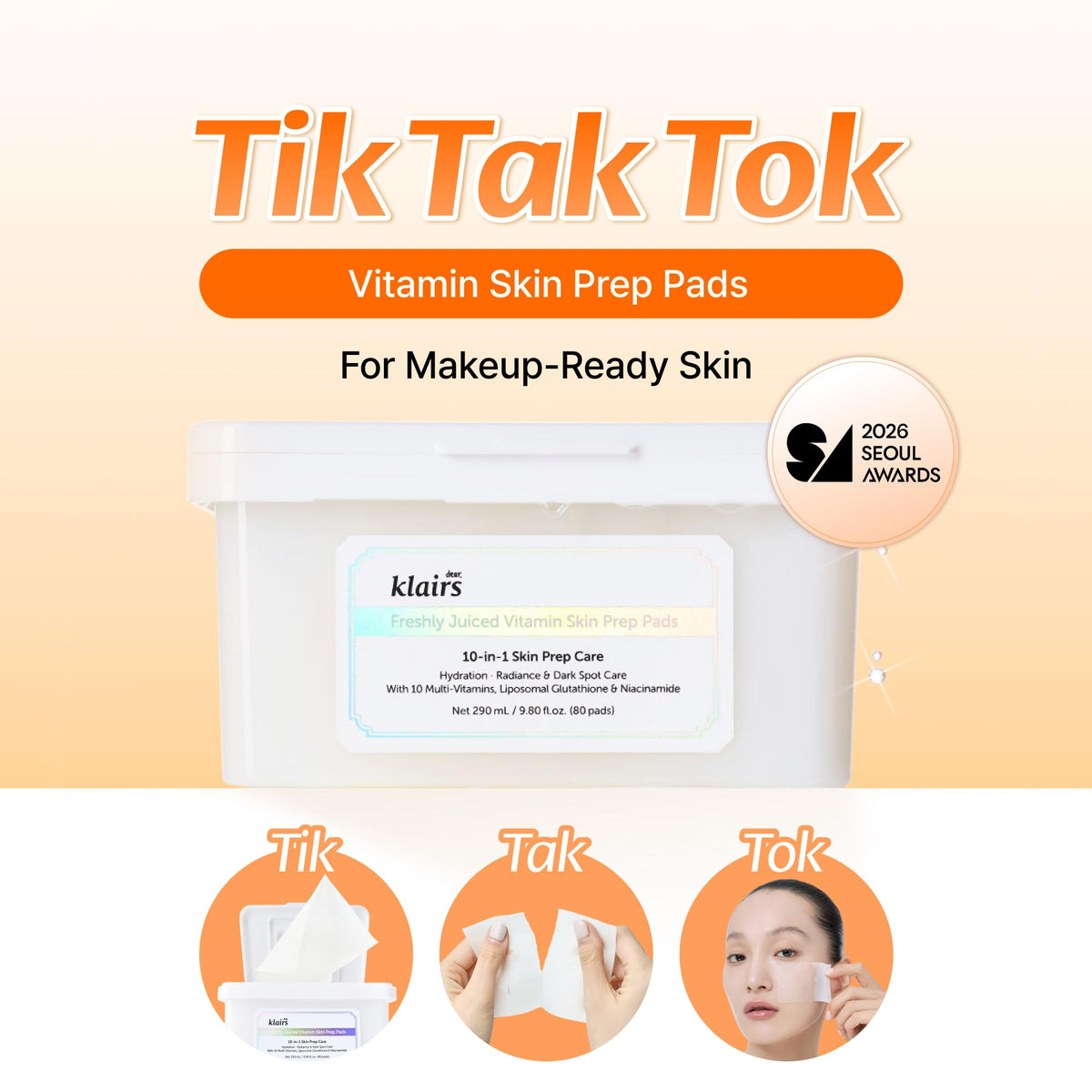 DearKlairs pad close-up texture revealing soaked formula for gentle exfoliation