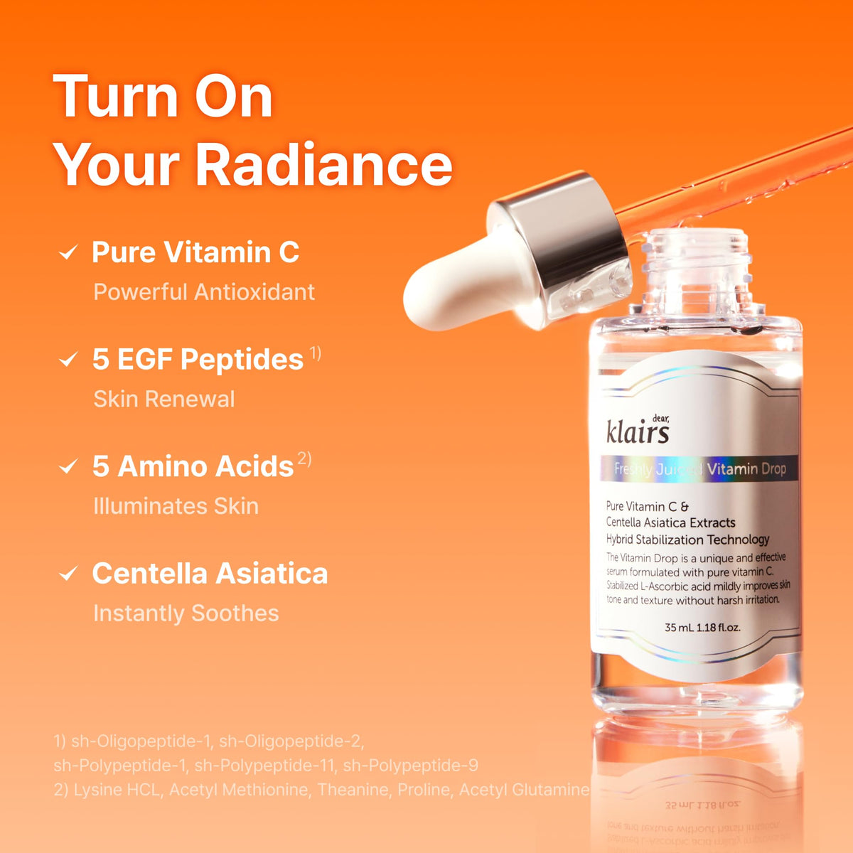 DearKlairs serum drop ready on pump showing precise dosing and ease-of-use benefit