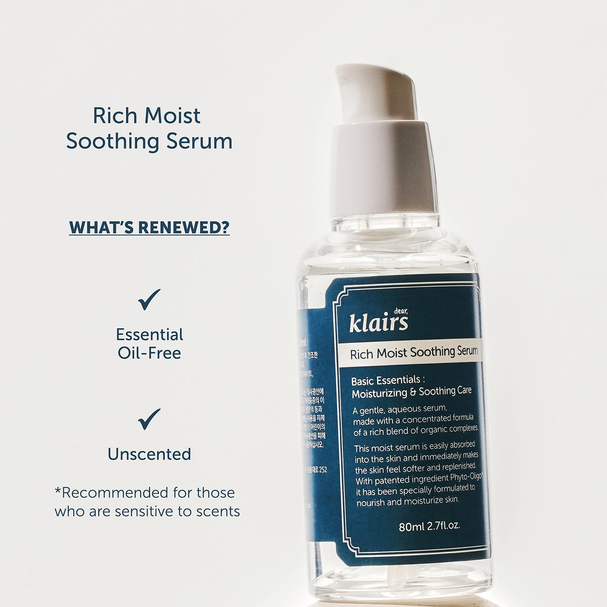 DearKlairs drop of serum on skin demonstrating hydration and quick absorption