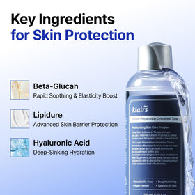 DearKlairs clear label showing key ingredient list and gentle formulation