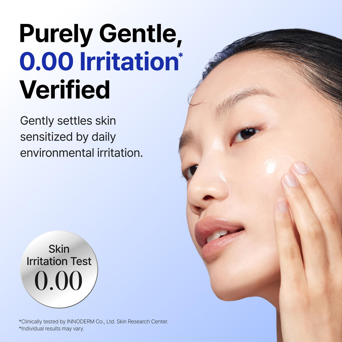 DearKlairs pouring toner into palm demonstrating absorbent, non-sticky feel