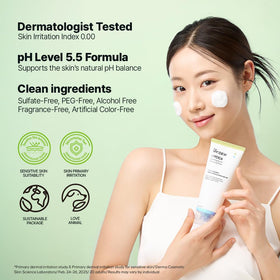 DearMYDEW lifestyle on bathroom counter, conveys gentle routine and barrier care