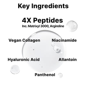 DearMYDEW ingredient panel close-up proving peptide and hyaluronic content