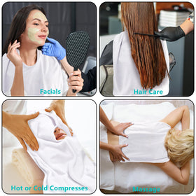 DEAYOU towels stacked on salon cart in treatment room for professional-ready use