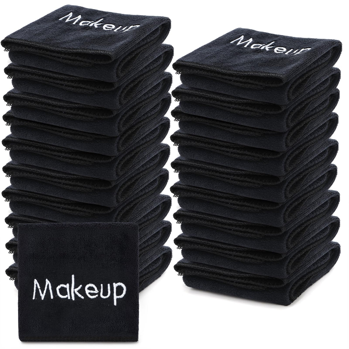 DEAYOU pack of black towels front view showing quantity and benefit