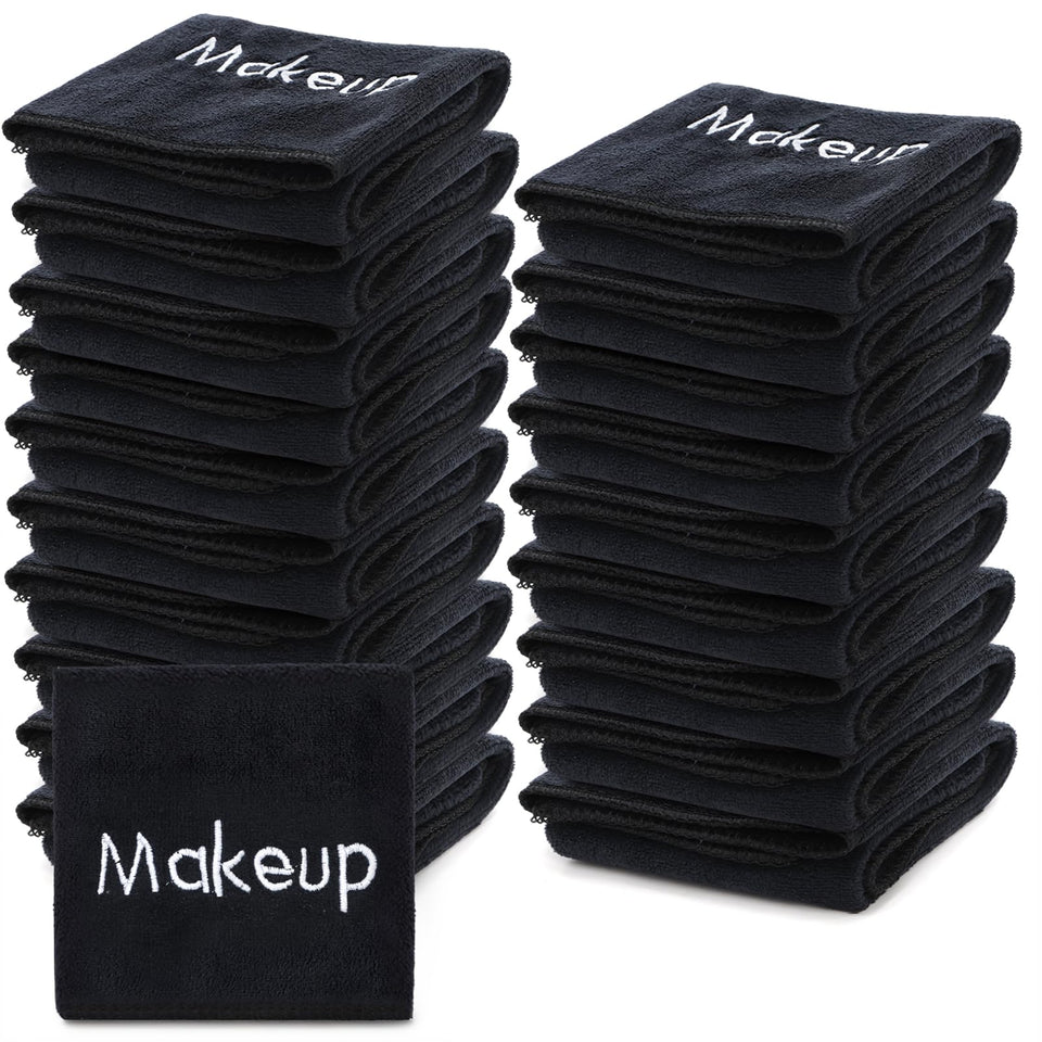 DEAYOU pack of black towels front view showing quantity and benefit