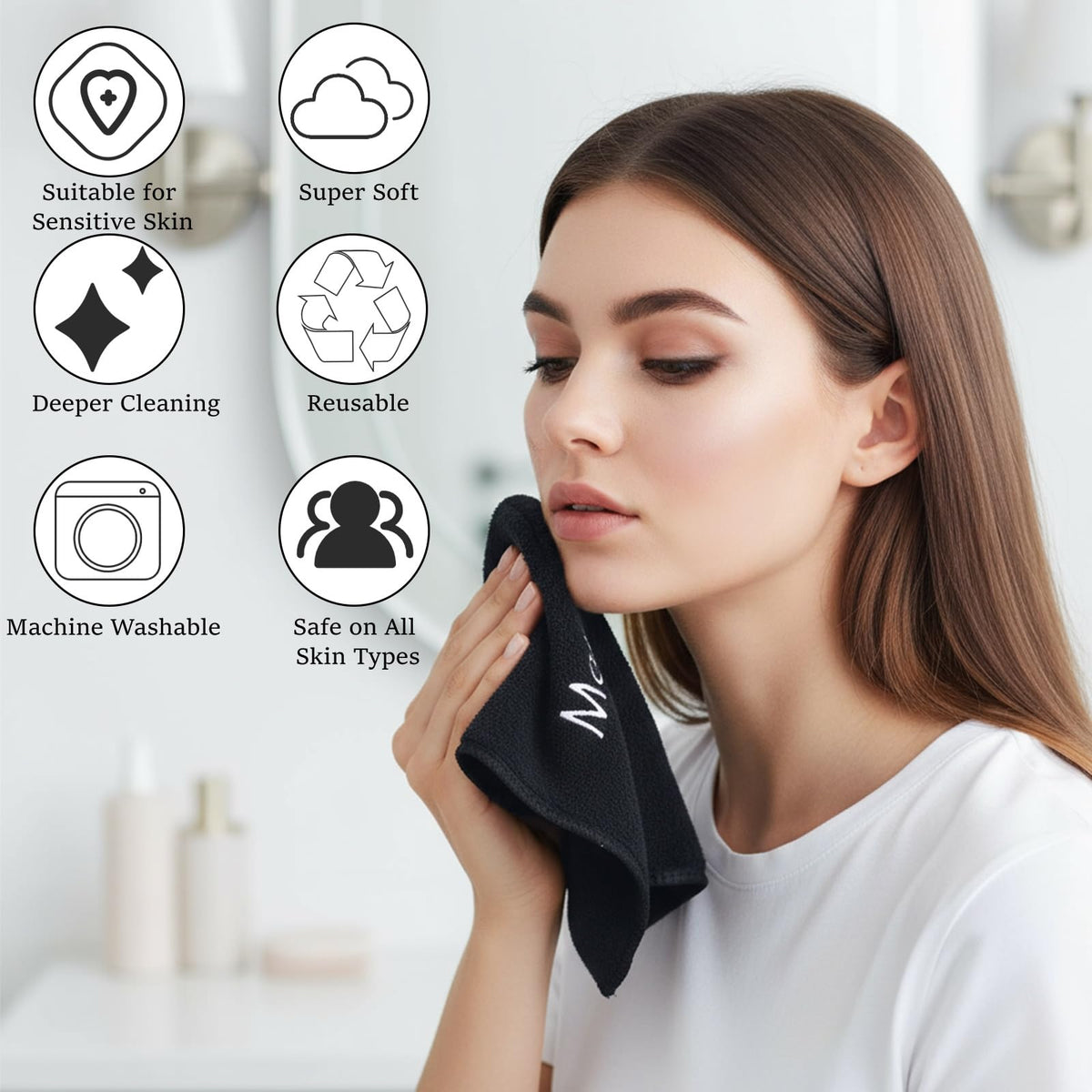 DEAYOU towel removing mascara showing effective makeup removal