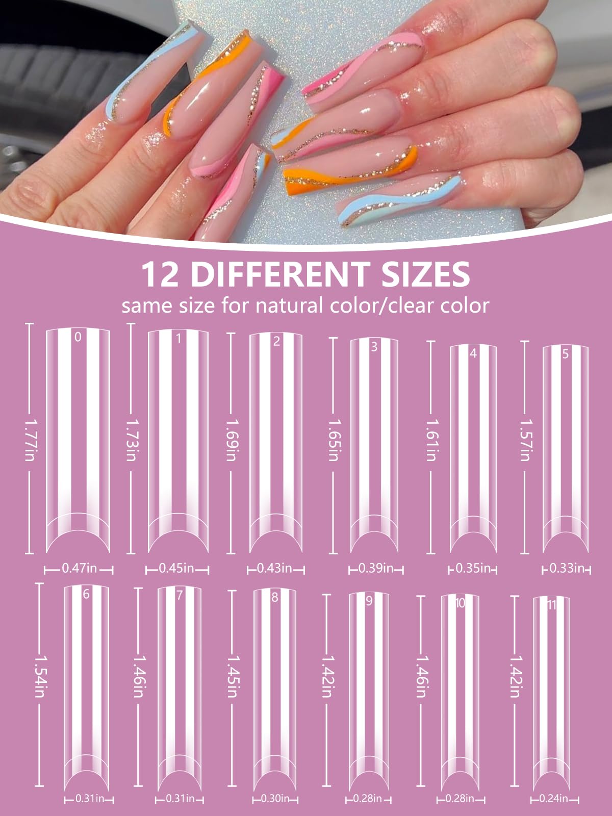 Deciniee natural and clear nail tips side-by-side for versatile styling