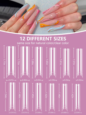 Deciniee natural and clear nail tips side-by-side for versatile styling