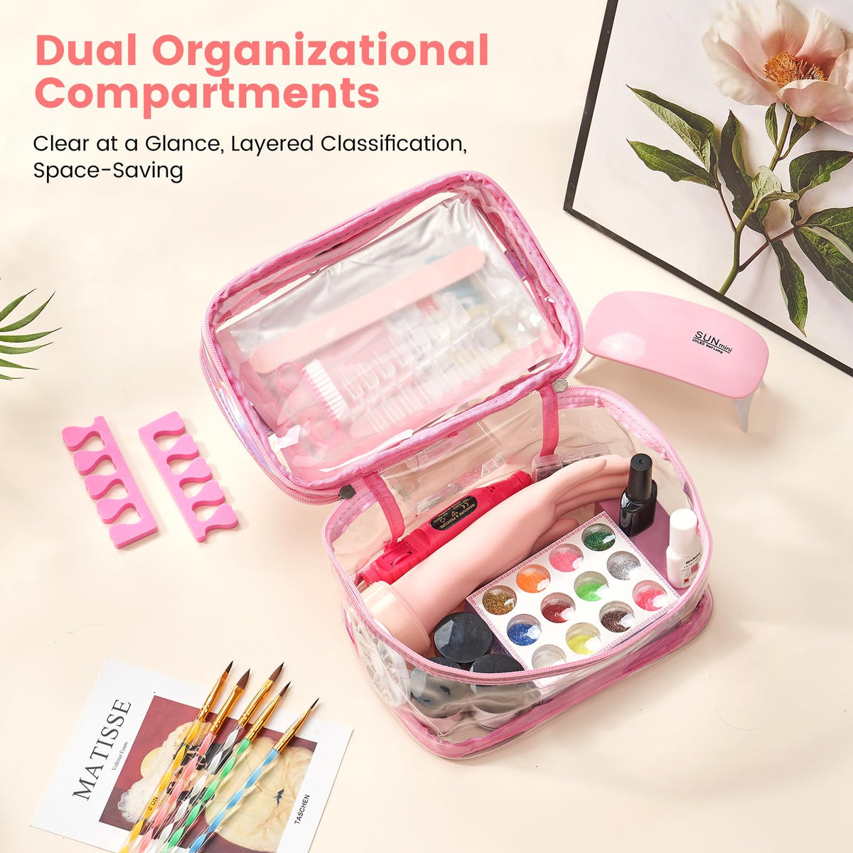 Deciniee finished nail looks lifestyle image showing sparkly manicures created with kit materials