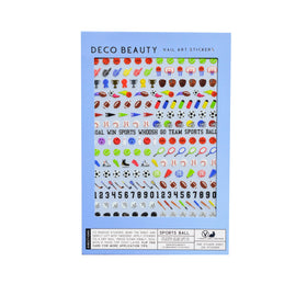 Deco Beauty front packaging showing sports ball sticker sheet and benefits