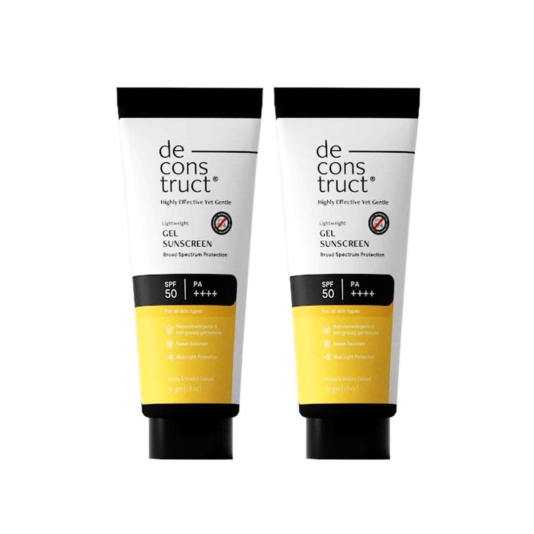Deconstruct front packaging showing tube and SPF 50 protection benefit