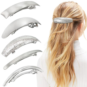 DED front view large silver hair clip showing vintage silhouette and secure hold