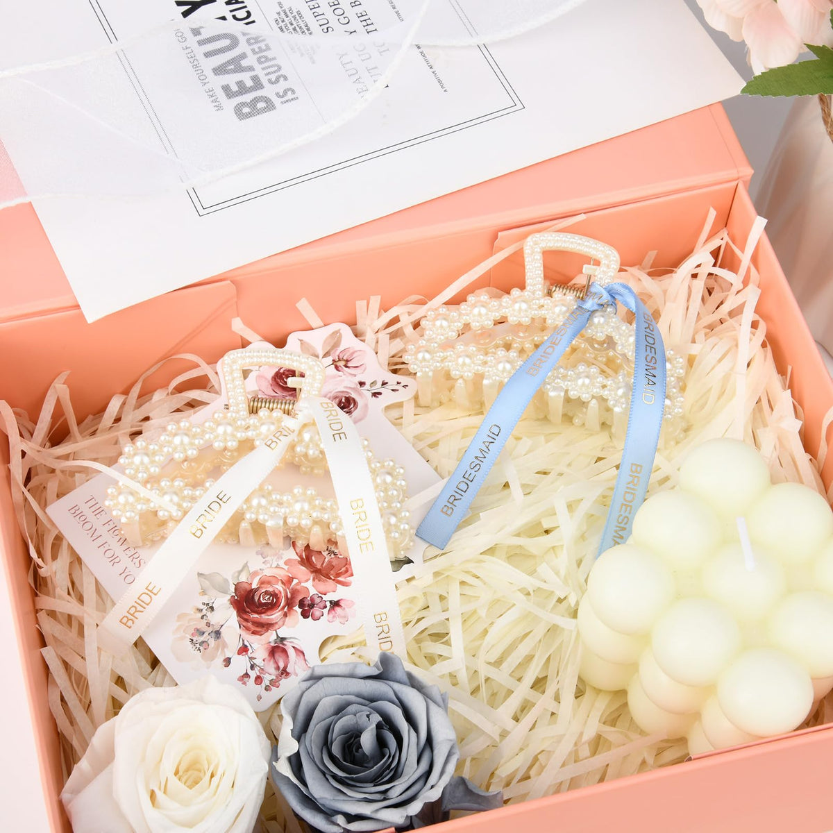 DEEKA ribbon with gold ‘BRIDESMAID’ lettering emphasizing role recognition
