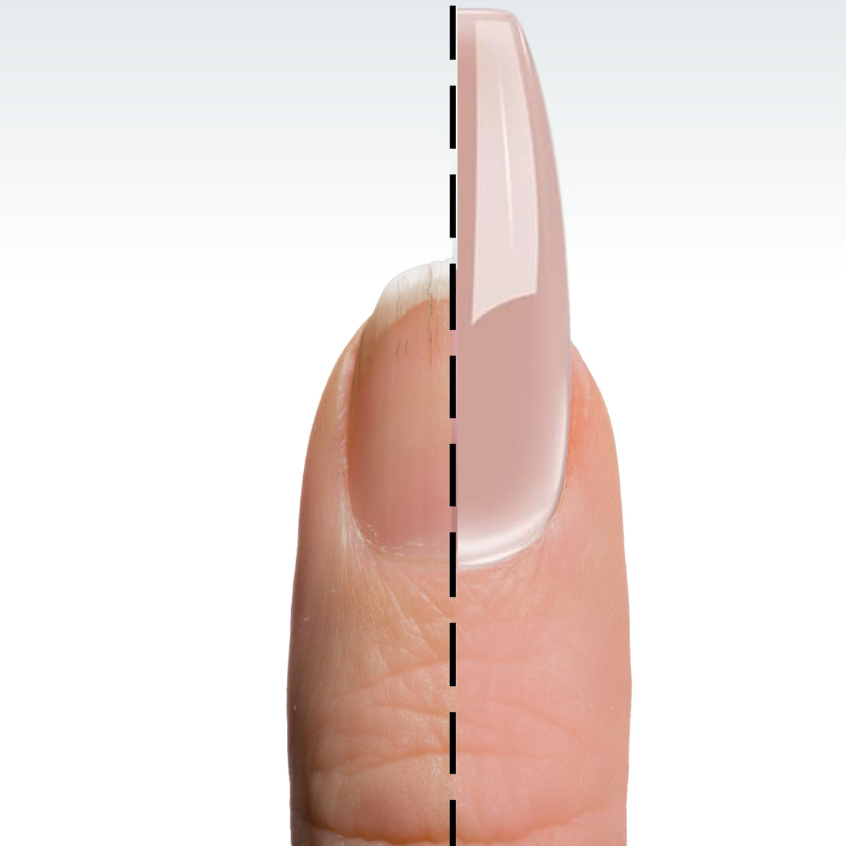 DeEnti cover pink carved nail detail showing precise sculpting and clarity
