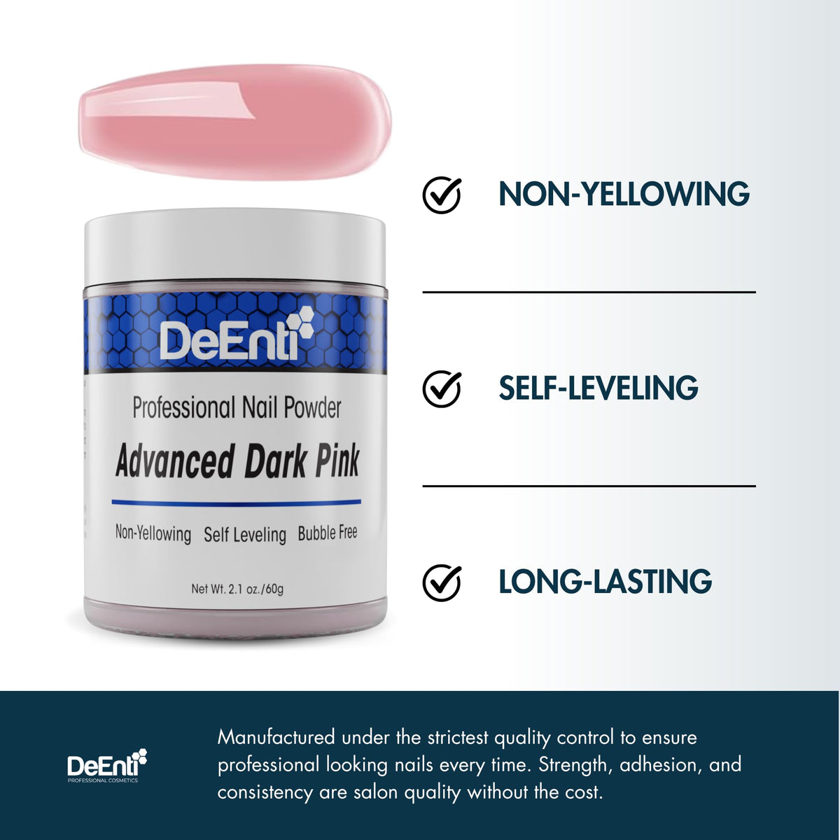 DeEnti powder being applied on a nail with brush demonstrating easy sculpting