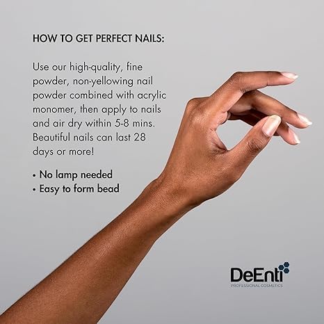 DeEnti close-up powder texture demonstrating smooth, bubble-free beads for easy pickup