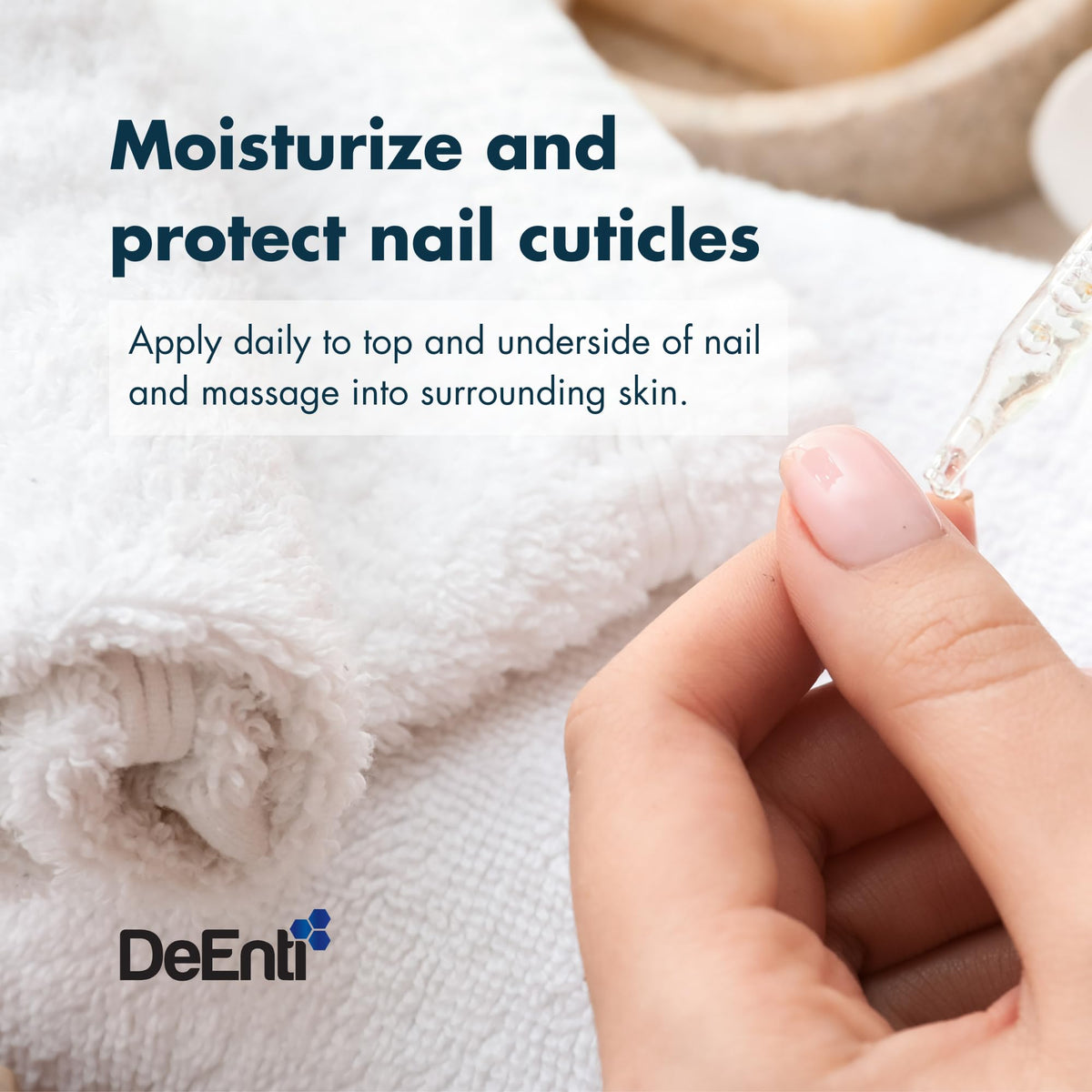 DeEnti label closeup highlighting ingredients and professional salon-quality benefit